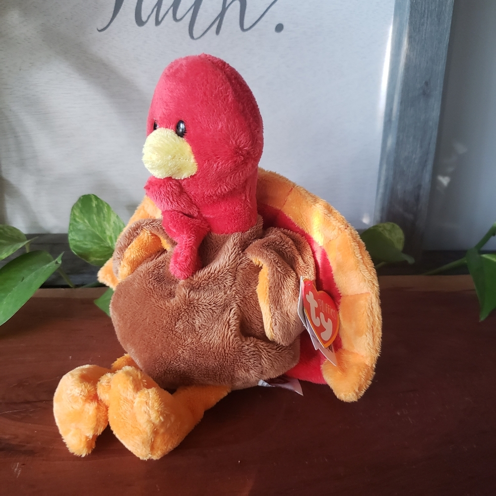 Ty Pluffie Beanie Baby Gobble the Turkey NEW 9 inch - Picture 3 of 11